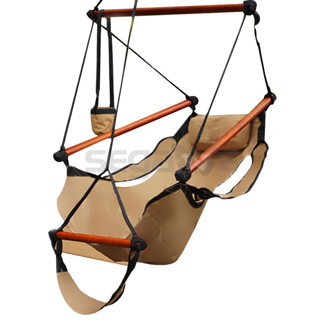 Hanging Hammock Air Chair With Foot Rest Wood Spreader Bar Porch Picture 2 Of