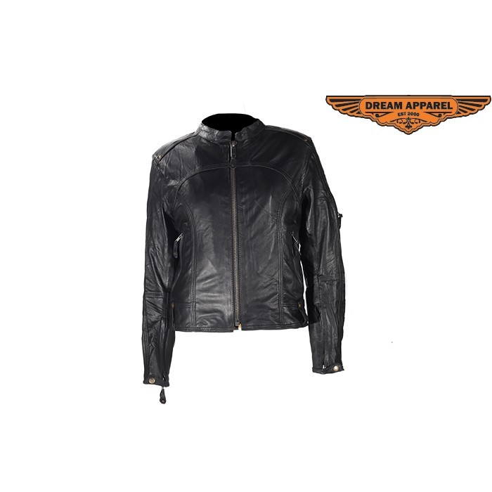 Women S Light Weight Black Leather Motorcycle Jacket Picture 1 Of 4