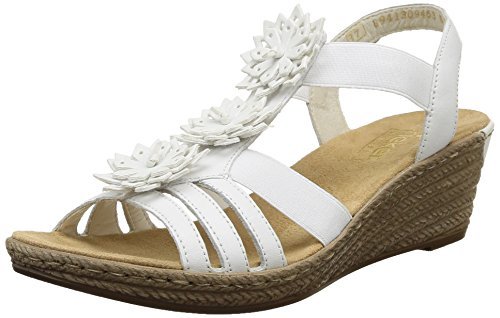 Rieker Donna 62461 SLIP ON FIORE dettaglio open toe Cuneo casuale Rieker Donna 62461 SLIP ON FIORE dettaglio open toe Cuneo casuale