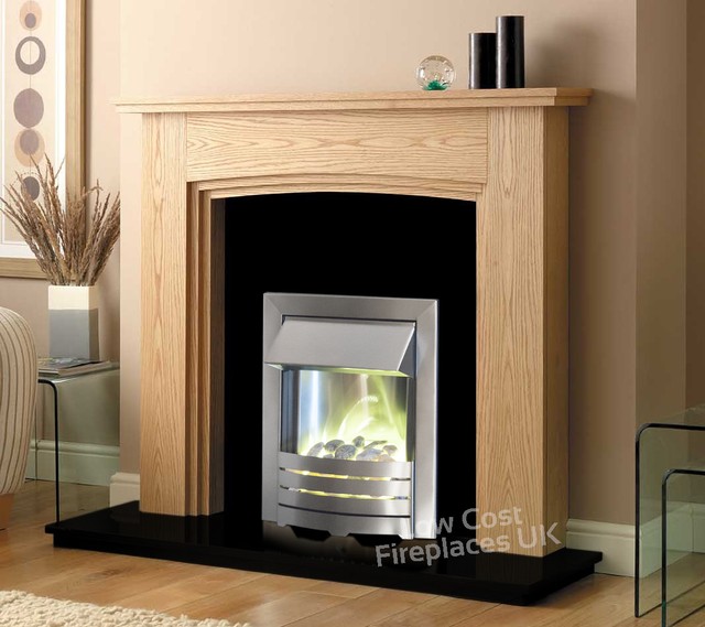 Electric Oak Wood Surround Silver Black Arched Flat Wall Fire Electric Oak Wood Surround Silver Black Arched Flat Wall Fire Fireplace Suite