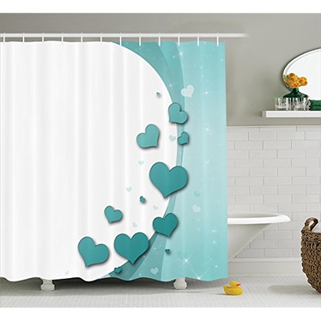 Valentines Day Turquoise Shower Curtain Set By Ambesonne Love Shower Curtain Sets Valentines Day Turquoise By Ambesonne Romance Art With