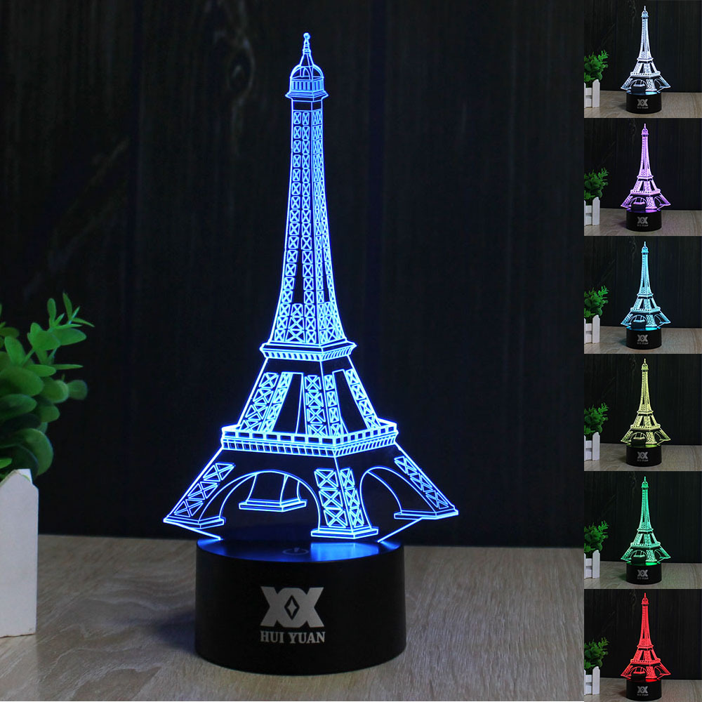 3d Eiffel Tower Led Illusion Night Light Touch Switch Table Desk Picture 1 Of 9
