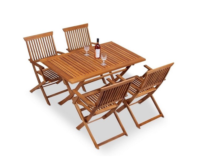 Outdoor Dining Table 4 Chair Set Wooden Folding Coffee Deck Patio Outdoor Dining Table 4 Chair Set Wooden Folding Coffee Deck Patio Furniture Wood