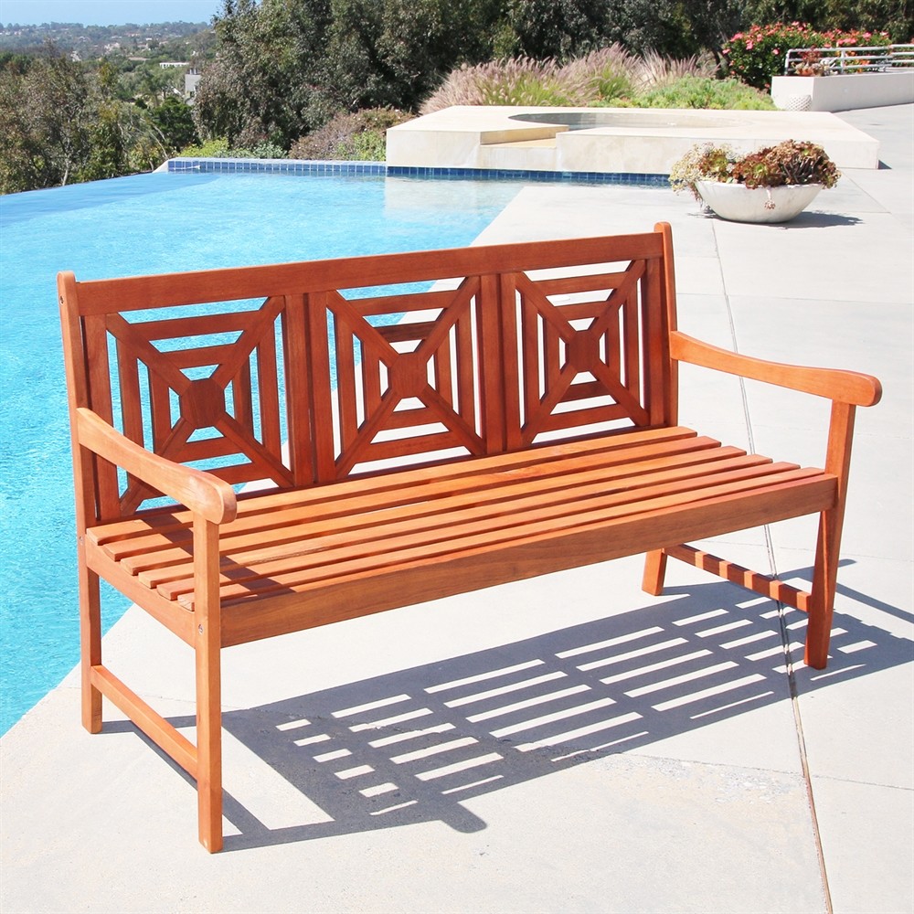 Vifah Malibu Eco Friendly 5 Foot Outdoor Hardwood Garden Bench Picture 1 Of