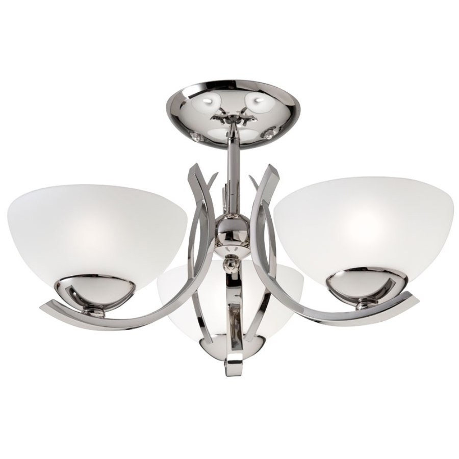 Westwood Collection 16 In W Polished Nickel Frosted Glass Semi Flush Picture 1 Of 2