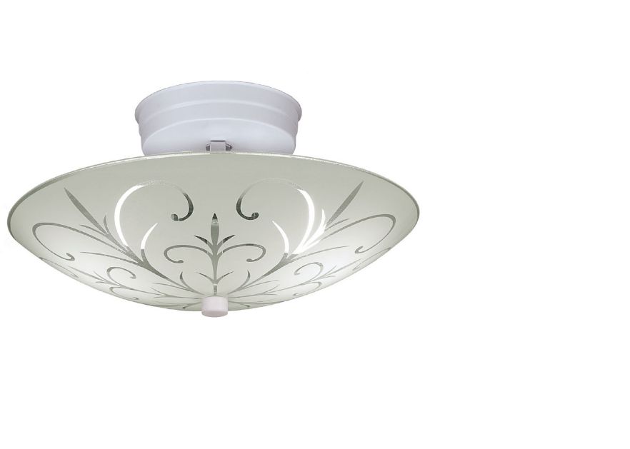 Portfolio Etched Glass Semi Flushmount Ceiling Fixture White Picture 2 Of 4