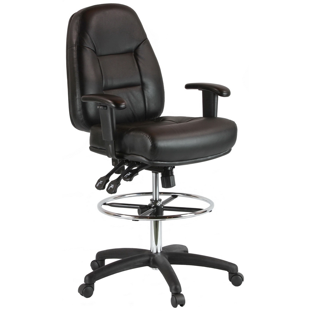 Harwick 100kl Heavy Duty Premium Leather Drafting Chair With Arms In Picture 1 Of 4
