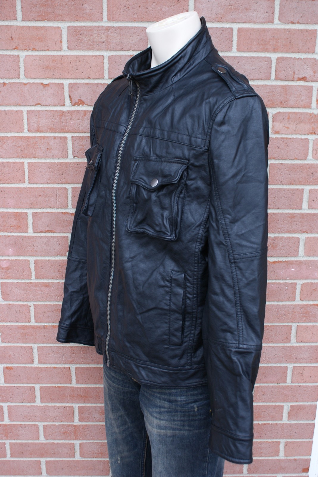 Marc Anthony Black Faux Leather Jacket Men S Size Large 2