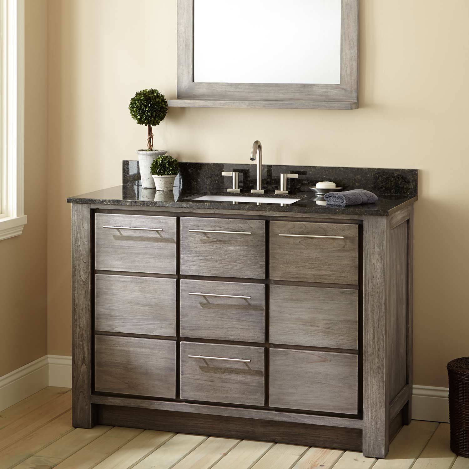 Signature Hardware 48 Venica Teak Vanity Cabinet Gray Wash Picture 1 Of 5