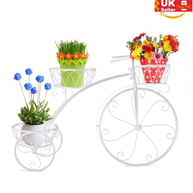 Bike Shape 3 Position Wheels Garden Planter Stand Shelf Flower Pot Picture 9 Of 18
