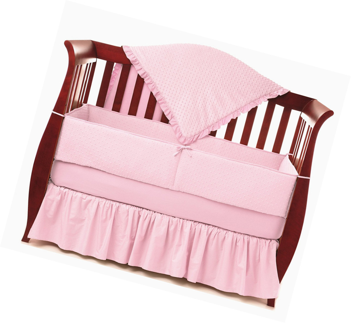 American Baby Company Heavenly Soft Minky Dot 4 Piece Crib Set Pink Picture 1 Of