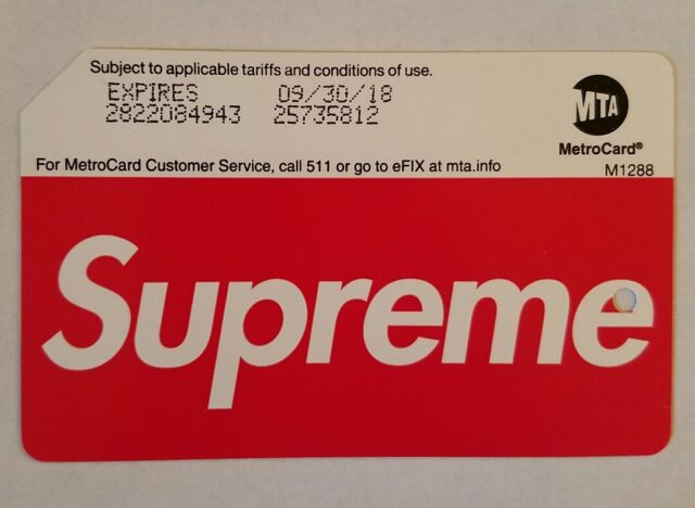 Supreme Metro Card MTA Ss17 - Metrocard Limited | eBay