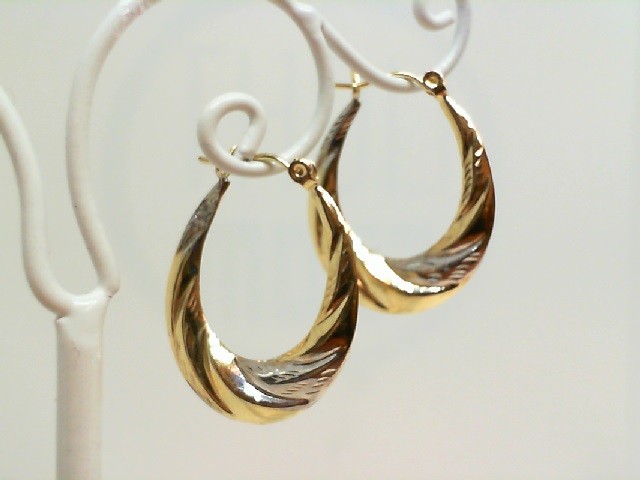 14k White And Yellow Gold Hoop Earrings Ebay