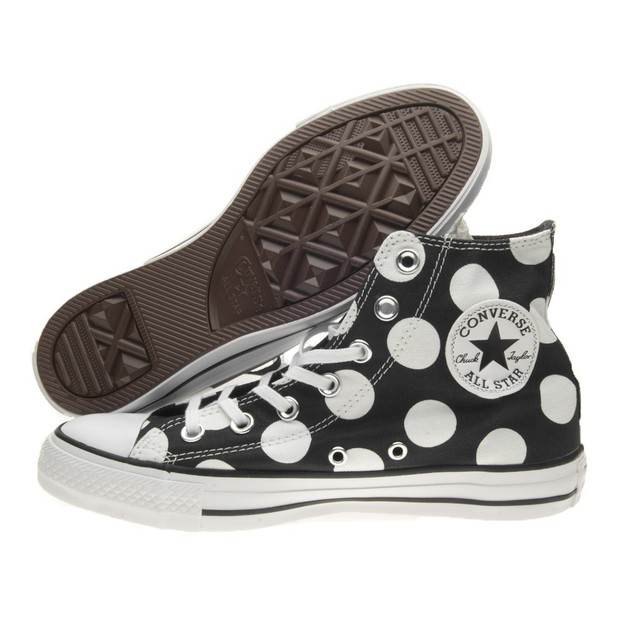 Scarpe sportive donna Converse All Star Hi 556814C Pois nero bianca canvas Scarpe sportive donna Converse All Star Hi 556814C Pois nero bianca canvas