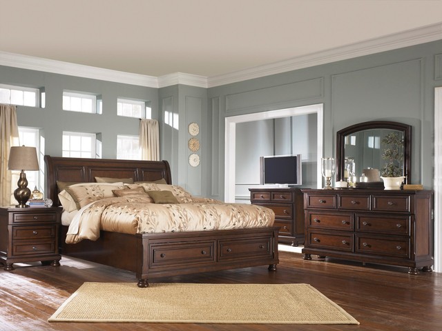 Ashley Furniture Porter Queen Sleigh Footboard Storage 6 Piece Bed Ashley Furniture Porter Queen Sleigh Footboard Storage 6 Piece Bed Set B697