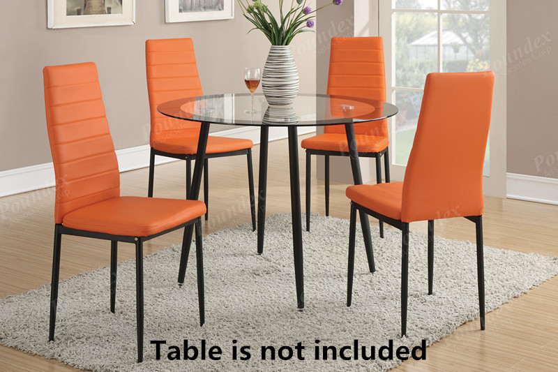 Poundex F1368 Orange Faux Leather Upholstered Dining Chairs Set Of 4 Picture 4 Of