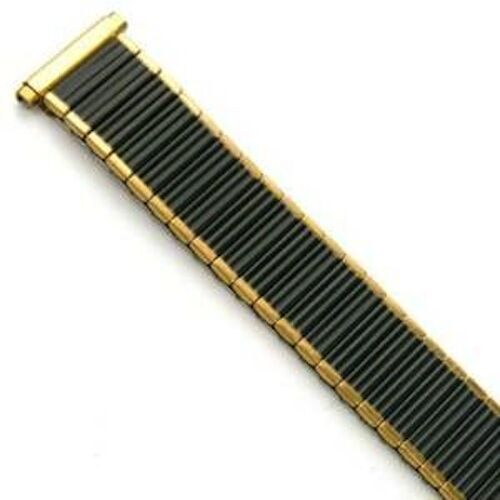 Mens 16 19mm Xl Black Gold Twist O Flex Stretch Metal Expansion Watch Band Strap Ebay 8114