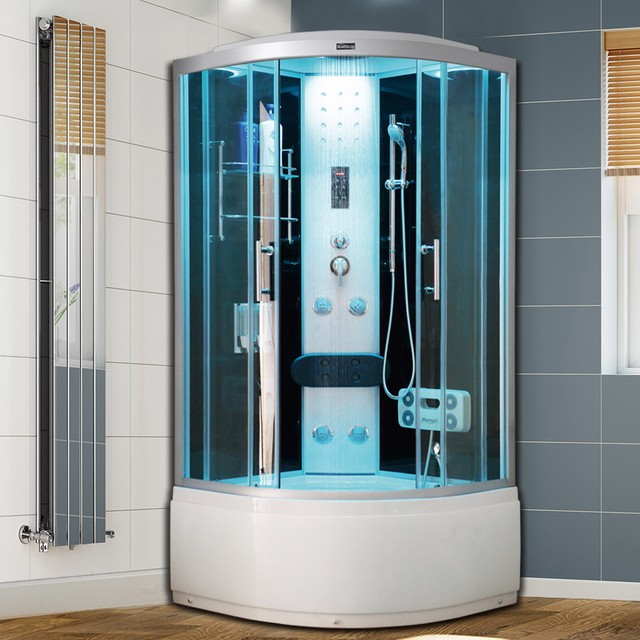 Steam Shower Quadrant Hydro Cubicle Enclosure Bath Corner Cabin Room Steam Shower Quadrant Hydro Cubicle Enclosure Bath Corner Cabin Room Black 900mm