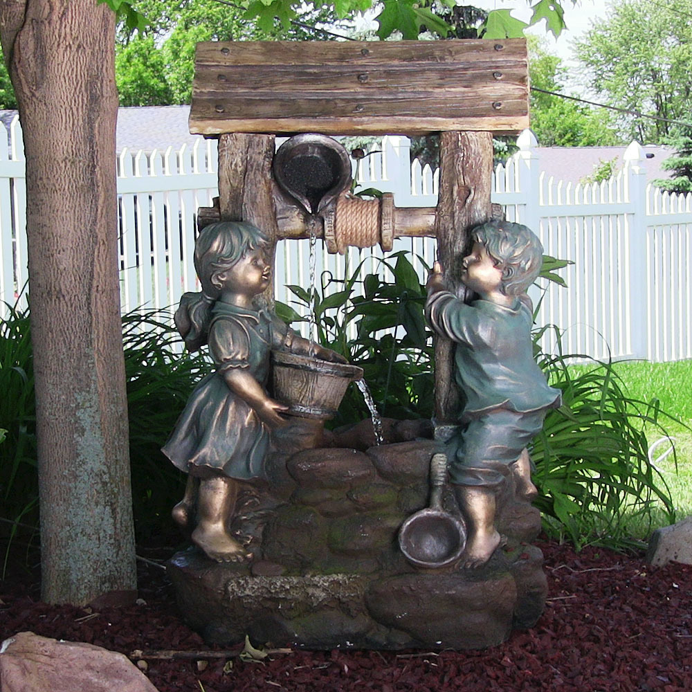 Children At The Well Outdoor Water Fountain With Led Light By Picture 1 Of 6