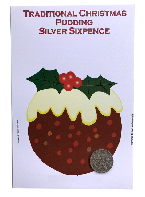 Silver three pence in christmas pudding england Silver three pence in christmas pudding england