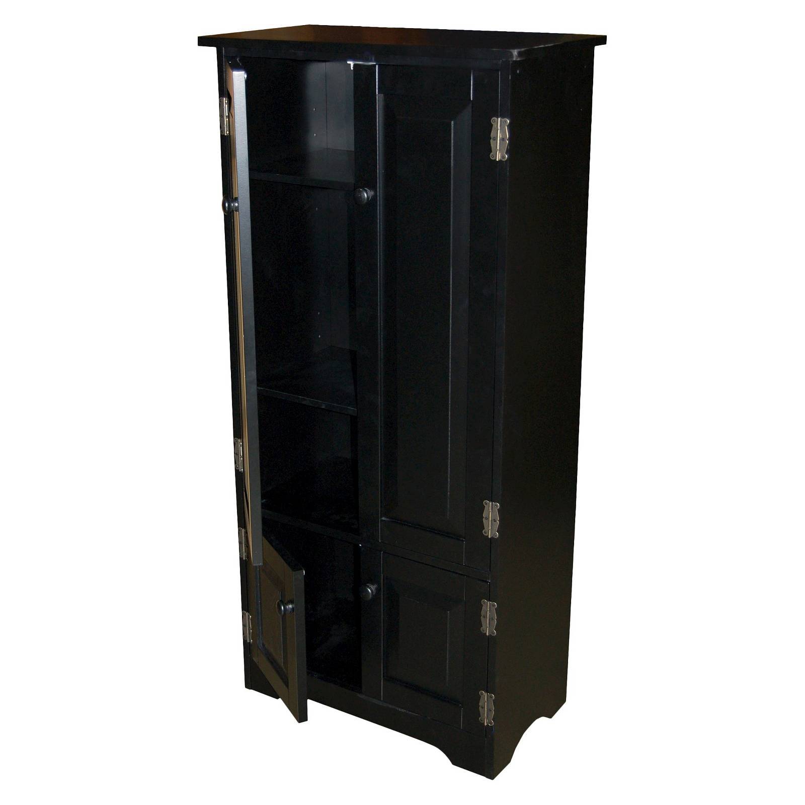 Kitchen Cabinet Black Svelte Tall Chic Pantry Pine Wood Cupboard Picture 1 Of 4