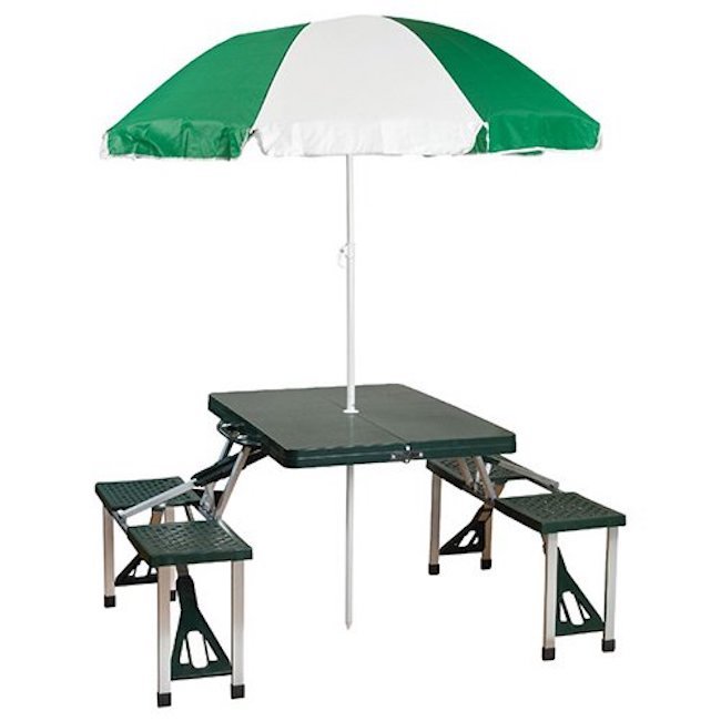 Portable Picnic Table Umbrella Outdoor Folding Plastic Dinner Party Picture 1 Of 3