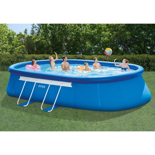 Intex 20ft X 12ft 48in Oval Frame Above Ground Swimming Pool Set Intex 20ft X 12ft 48in Oval Frame Above Ground Swimming Pool Set