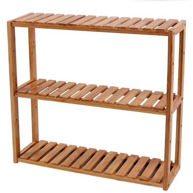 Songmics 3 Tier Bamboo Wall Storage Bathroom Shelves Kitchen Shelf Songmics Bamboo Shelf 3 Tiers Bathroom E Saving Wall Kitchen
