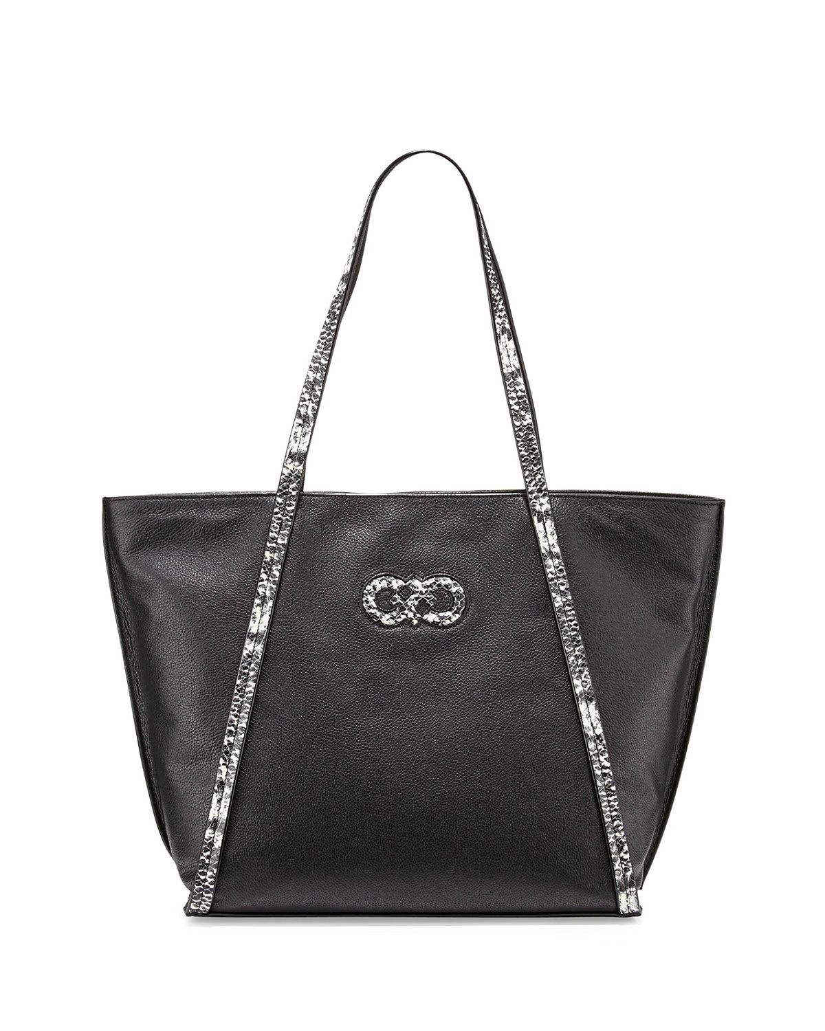 Cole Haan Hayes Snake Embossed Leather Tote Bag Black Ebay Picture 1 Of 2