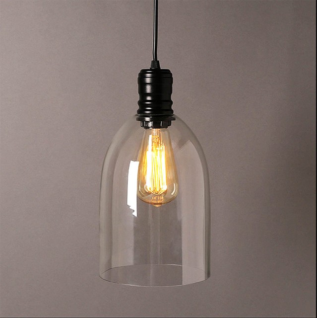 Vintage Retro Industrial Hanging Glass Ceiling Light Pendant Lamp Modern Vintage Pendant Ceiling Light Glass Bell Lampshade Fitting Cafe Loft Bar