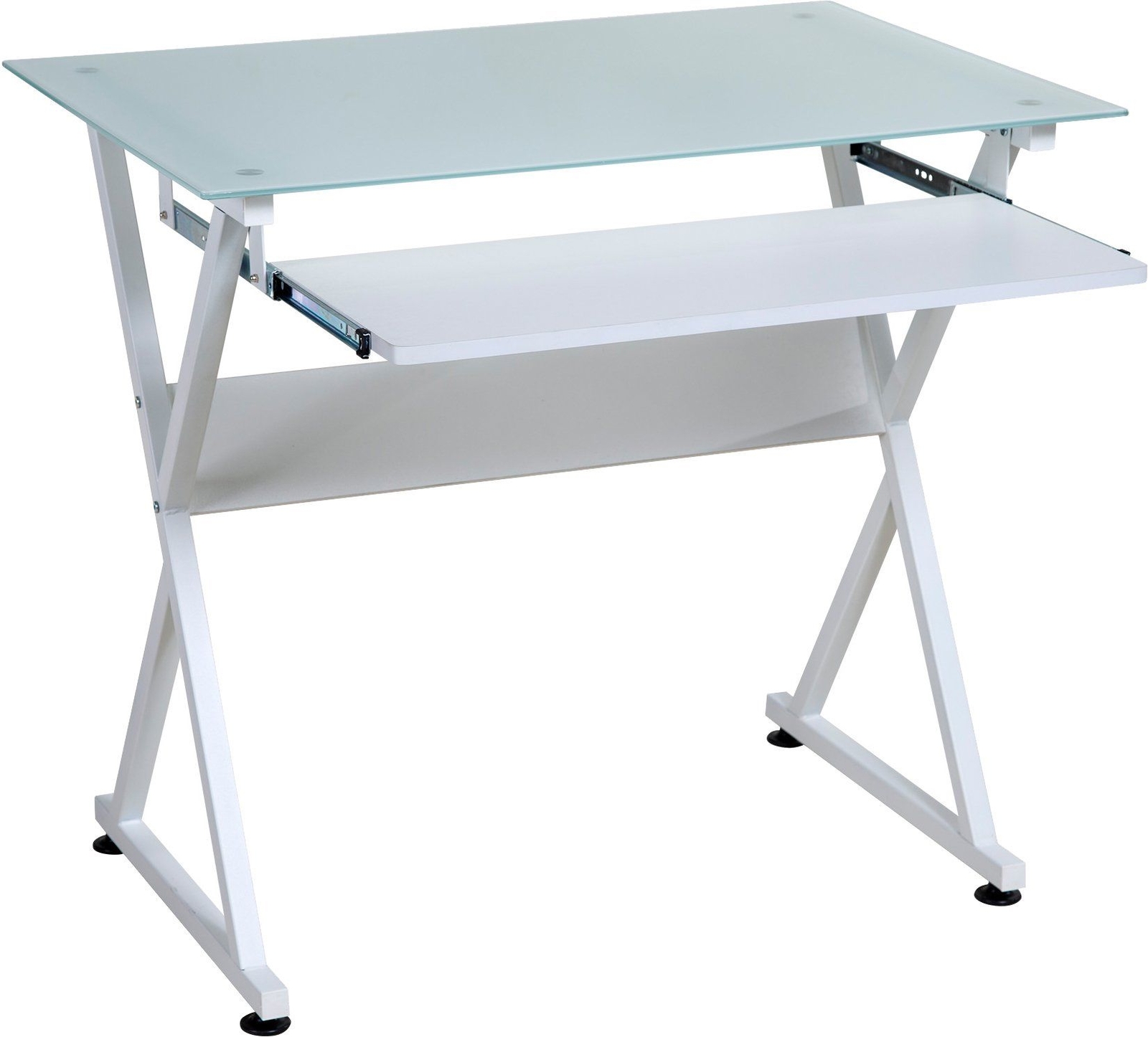 Onespace 50 Jn1201 Ultramodern Glass Computer Desk With Pull Out 4