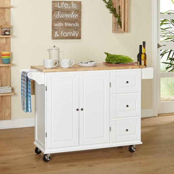 Kitchen Island 3 Drawer Drop Leaf Modern Portable Rolling Cart Table Kitchen Island 3 Drawer Drop Leaf Modern Portable Rolling Cart Table Top White