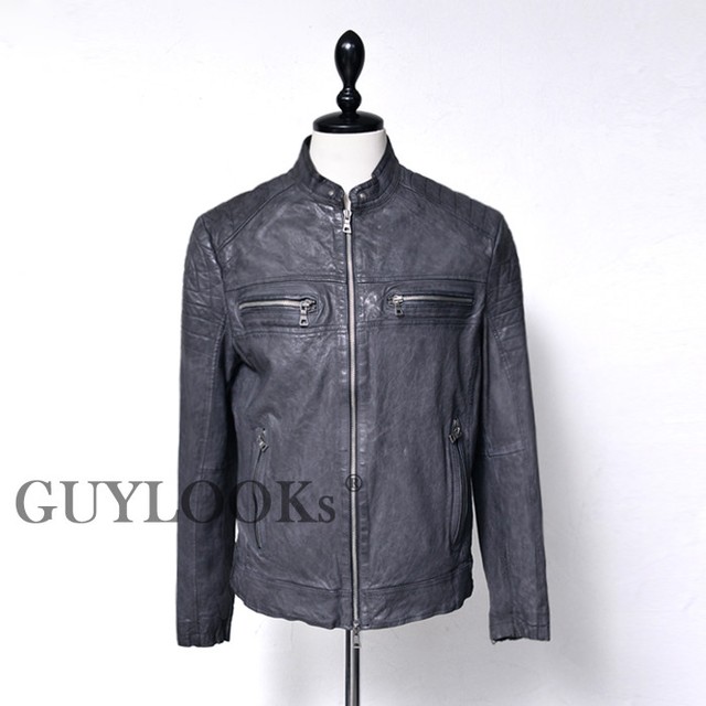 Mens Seaming Zipper Slim Fit Lambskin Leather Rider Biker Jacket By Mens Seaming Zipper Slim Fit Lambskin Leather Rider Biker Jacket By Guylook Gray Us S Label 100
