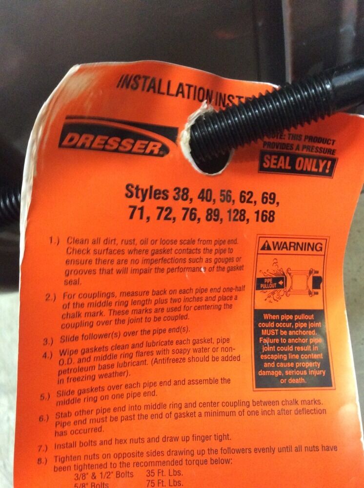 Dresser 0038 8107 011 Style 38 14in Pipe Coupling D511636 Ebay