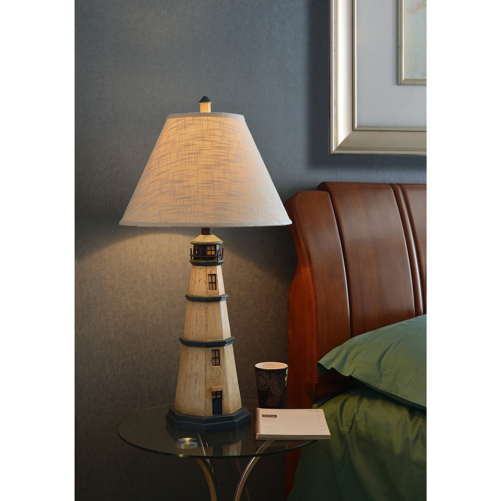 Oreille 1 Light Antique White Table Lamp Decor Nautical 3 Way Socket Picture 1 Of 3