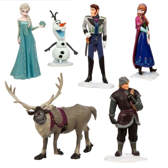 disney store frozen elsa anna olaf kristoff sven 6 figure play set cake topper