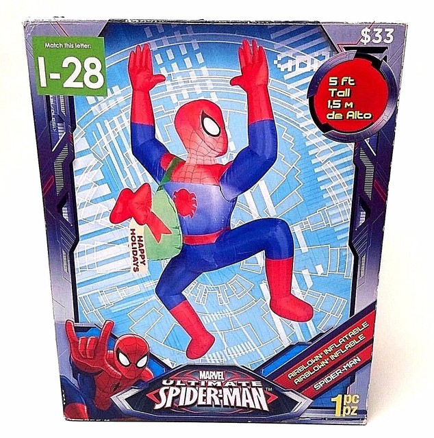 marvel ultimate spiderman christmas holiday light up 5 ft inflatable christmas spiderman