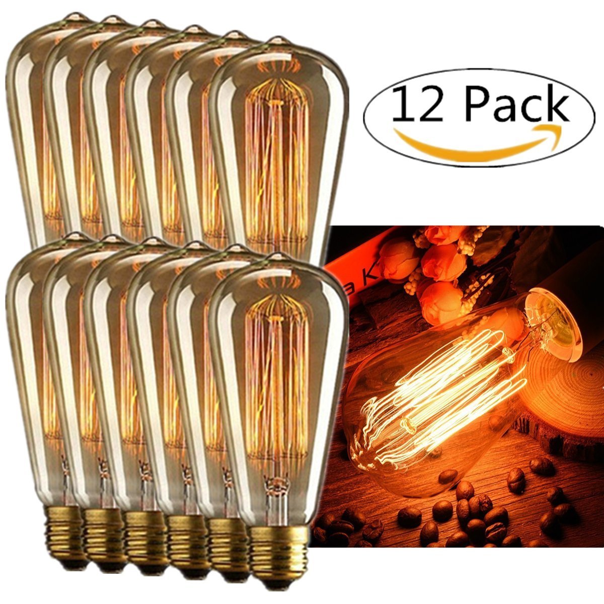 Innoccy Vintage Edison Bulb 60w Squirrel Cage Design Antique Light Picture 1 Of 7