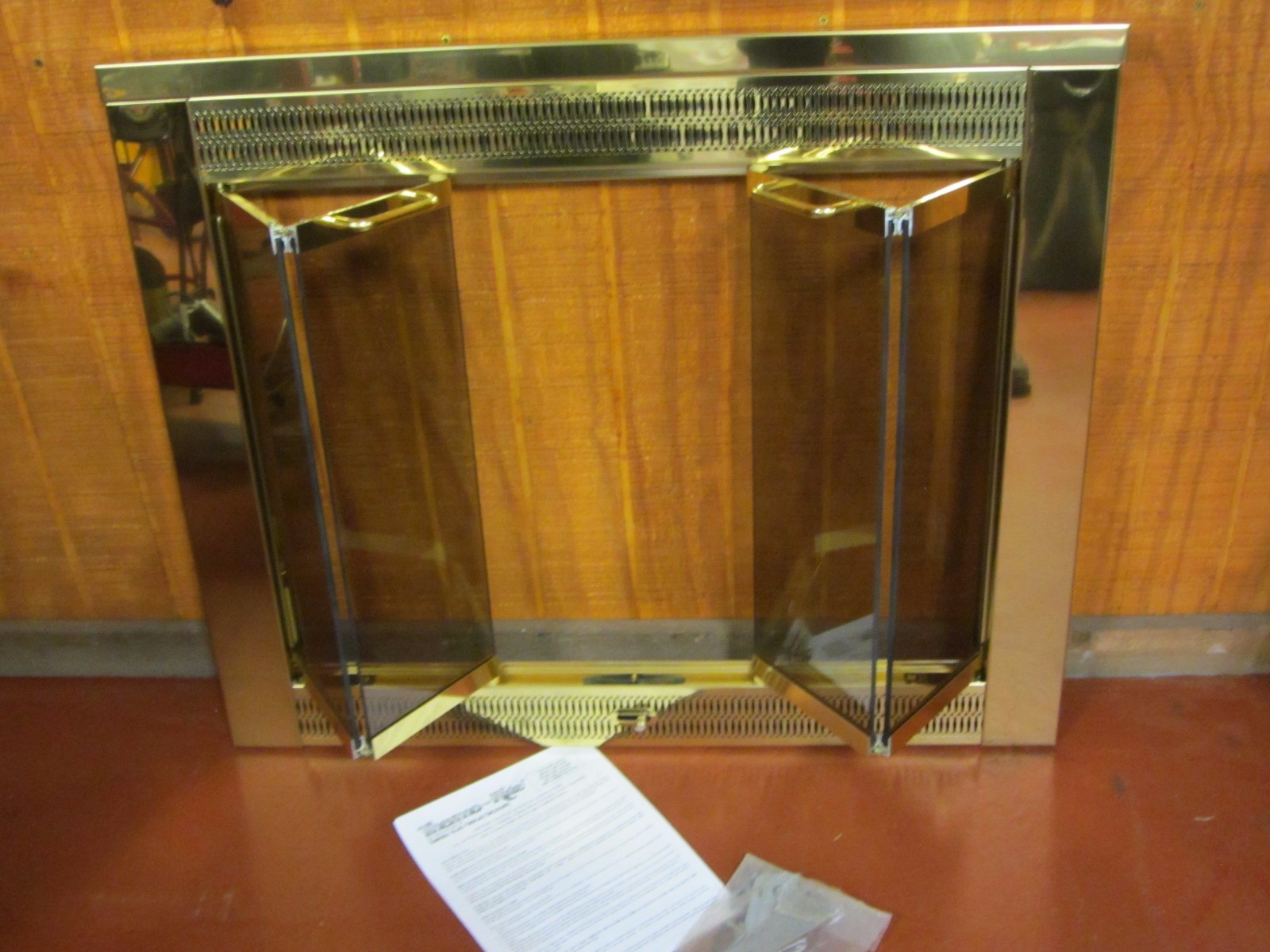 Thermo Rite Regal Bi Fold Fireplace Door Polished Brass Tint Glass Picture 1 Of 8