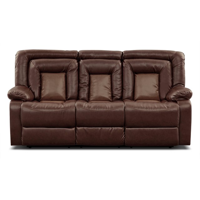 Dual Reclining Cinema Sofa Seat W Drop Console Heavy Duty Mechanism Kmax 2 Toned Pu Dual Reclining Sofa With Drop Console
