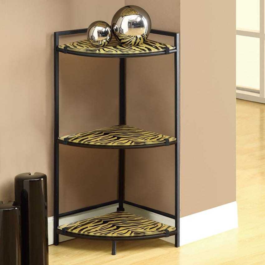 Monarch Specialties I 3121 Safari Print Corner Accent Table Picture 1 Of