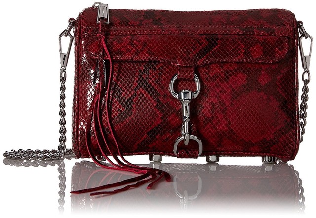 Rebecca Minkoff Sunday Mini Mac Shoulder Handbag Red Snake Patent Rebecca Minkoff Sunday Mini Mac Red Snake Leather Crossbody Bag Purse 200