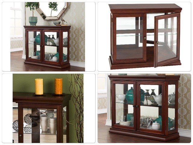 Brown Mahogany Mirrored Curio Cabinet Display Case With Gl Doors Brown Mahogany Mirrored Curio Cabinet Display Case With Gl Doors And Shelves