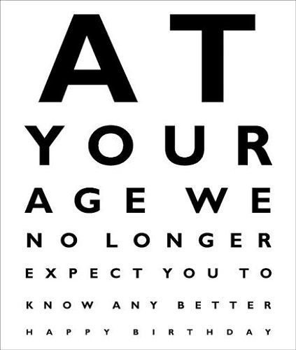 funny humour birthday greeting card eye test chart optician at your eye test chart