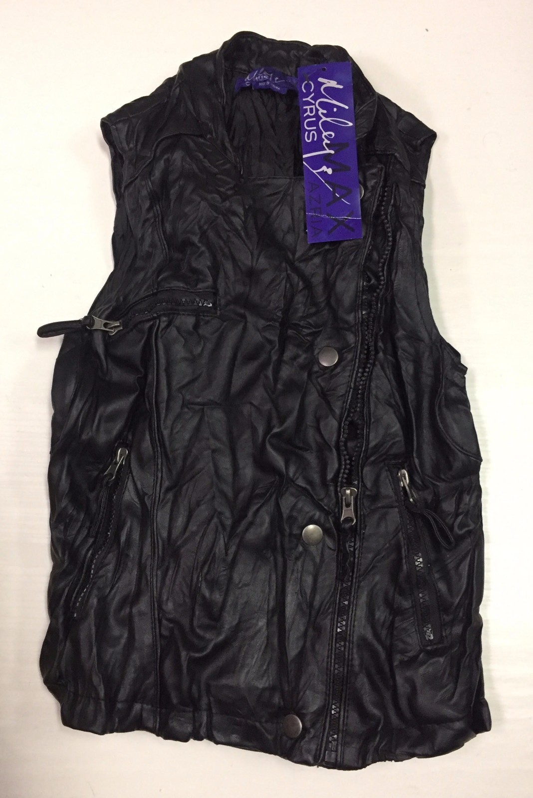 Miley Cyrus Max Azria Motorcycle Vest Faux Leather Pleather Picture 1 Of 2