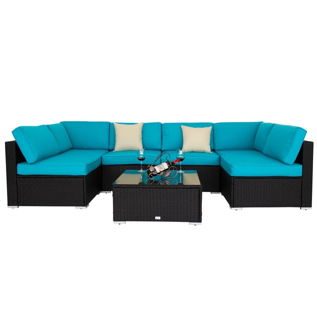 7pc Outdoor Patio Furniture Rattan Wicker Sectional Sofa Chair Couch 7pc Outdoor Patio Furniture Rattan Wicker Sectional Sofa Chair Couch Set Deluxe