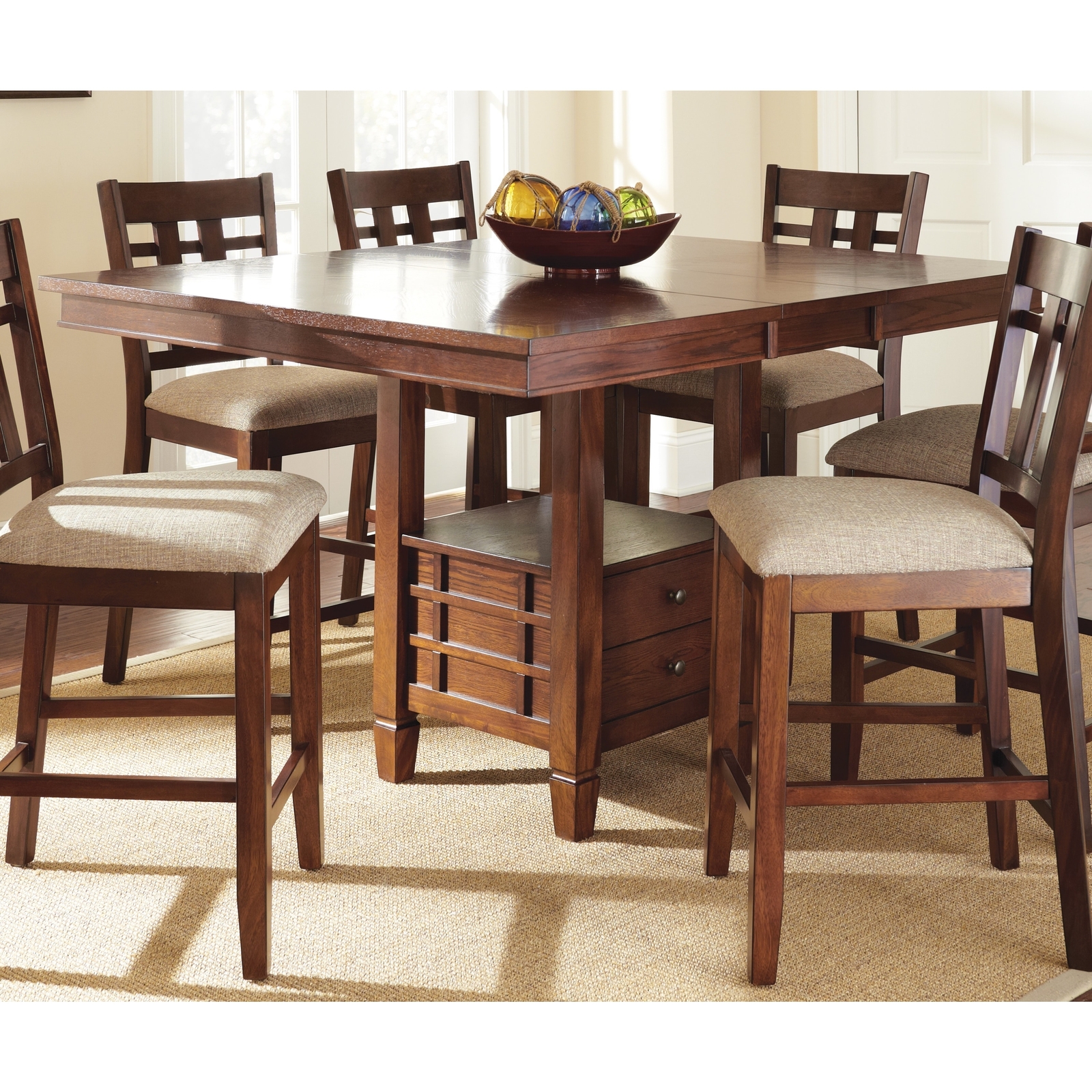 Blake Medium Oak Counter Height Dining Table With Self Storing Picture 1 Of 3