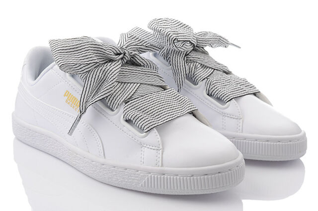 Puma Basket Heart Wns Bow Low White Women Shoes Sneakers Trainers 365198 03 Puma Basket Heart Wns Bow Low White Women Shoes Sneakers Trainers 365198 03