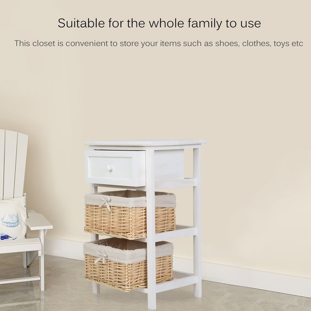 3 Drawer Wicker Storage Unit Wooden Baskets White Cabinet Furniture 3 Drawer Wicker Storage Unit Wooden Baskets White Cabinet Furniture Bathroom Uk