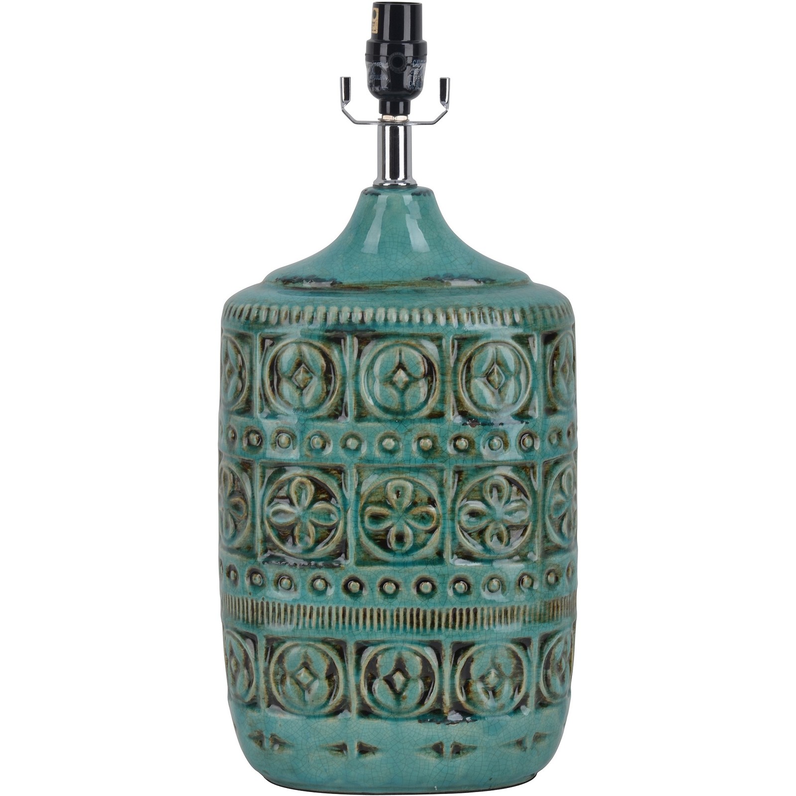 Teal Ceramic Table Lamp Base Unique Detailing Accent 21 Tall 3 Way Picture 1 Of 2